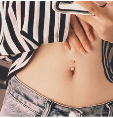 Double Gem Gothic Rhinestone Belly Ring