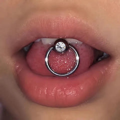 Zircon Stainless Steel Barbell Tongue Ring