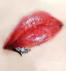 Goth Bat Red CZ Lip Stud