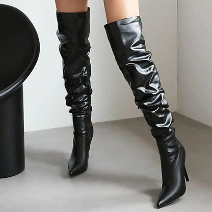 Over-Knee Stiletto Zipper Gothic High Heel Boot