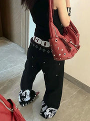 Drawstring Print Floor Pants