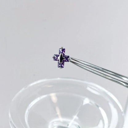 Cubic Zirconia Cross Hoop Dangle Earring