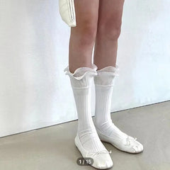 Gothic Ruffled Ballet Leg Sock