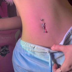 Butterfly Heart Dangle Gothic Belly Ring