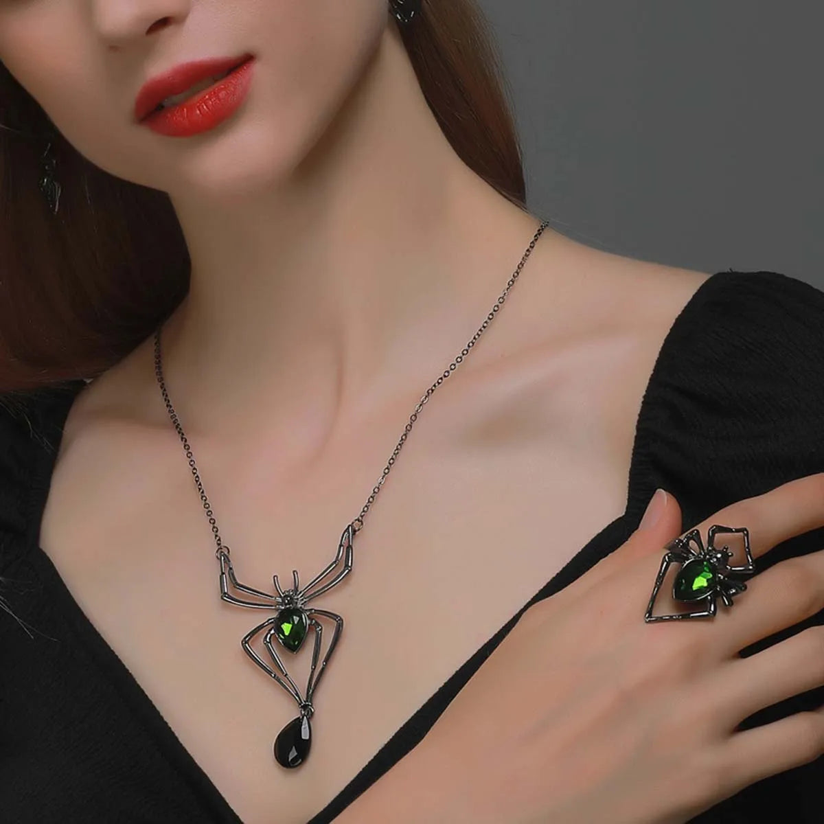 Gothic Black Spider Ring Main image