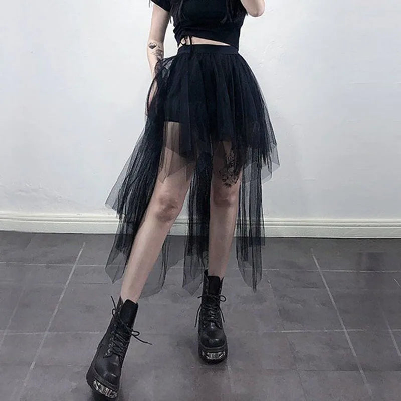 Black Tulle High Waist Midi Skirt Main image