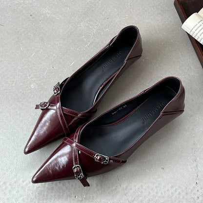Fashion Metal Pointed Toe Spring Autumn Shallow Flat