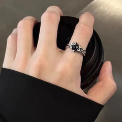 Silver Thorn Gothic Crystal Ring