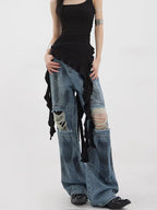 Ripped Blue Gothic Baggy Harajuku Pant