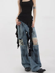 Ripped Blue Gothic Baggy Harajuku Pant