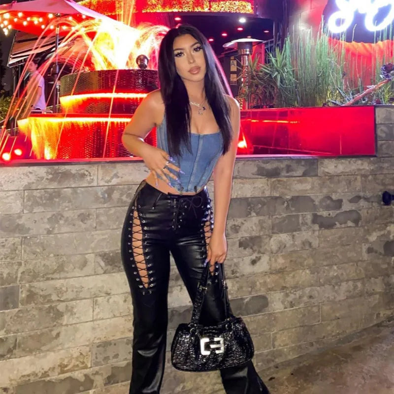 High Waist PU Leather Gothic Pant Main image