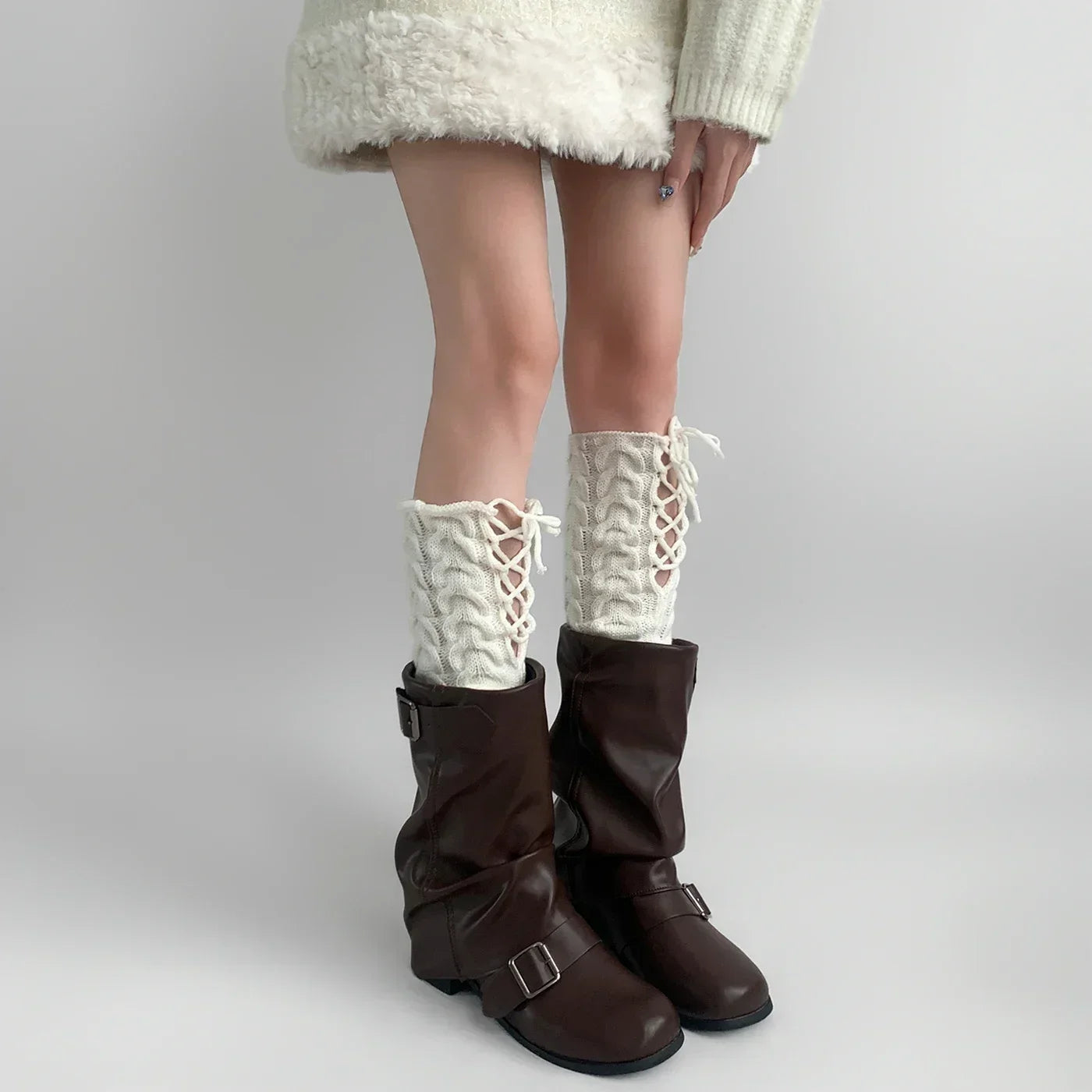Gothic Knitted Strappy Warm Sock