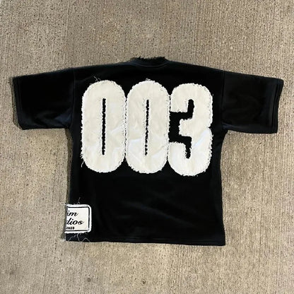 Rock Hip Hop Letter Patch Cotton T-shirt