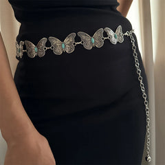 Vintage Gothic Silver Butterfly Belt
