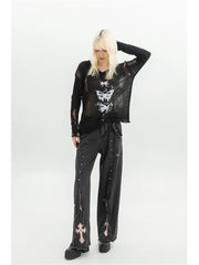 Black Gothic 90s Aesthetic Denim Pant