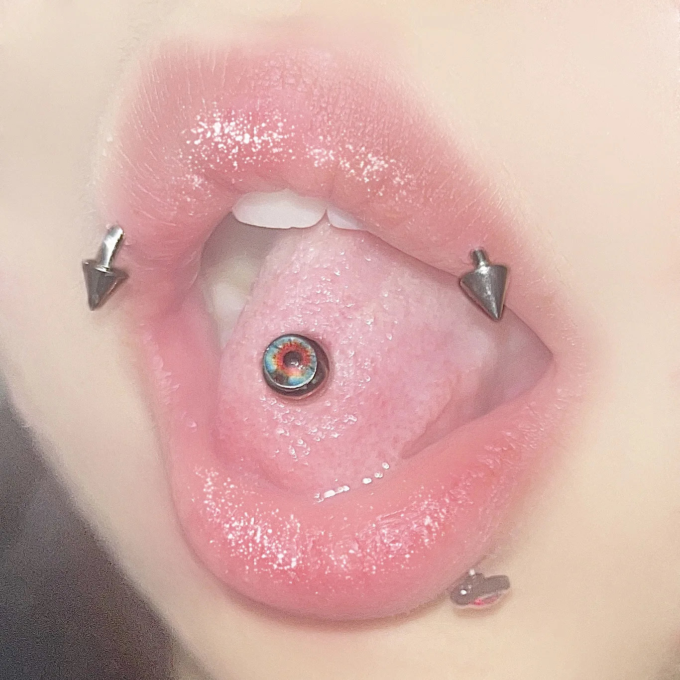 Magic Pupil Glued Eye Stainless Steel Tongue Ring