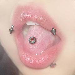 Magic Pupil Glued Eye Stainless Steel Tongue Ring