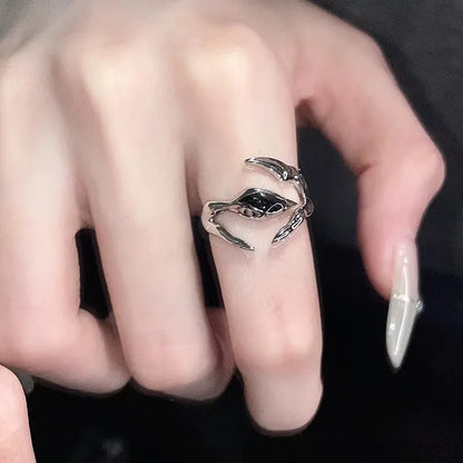 Gothic Black Cross Star Ring