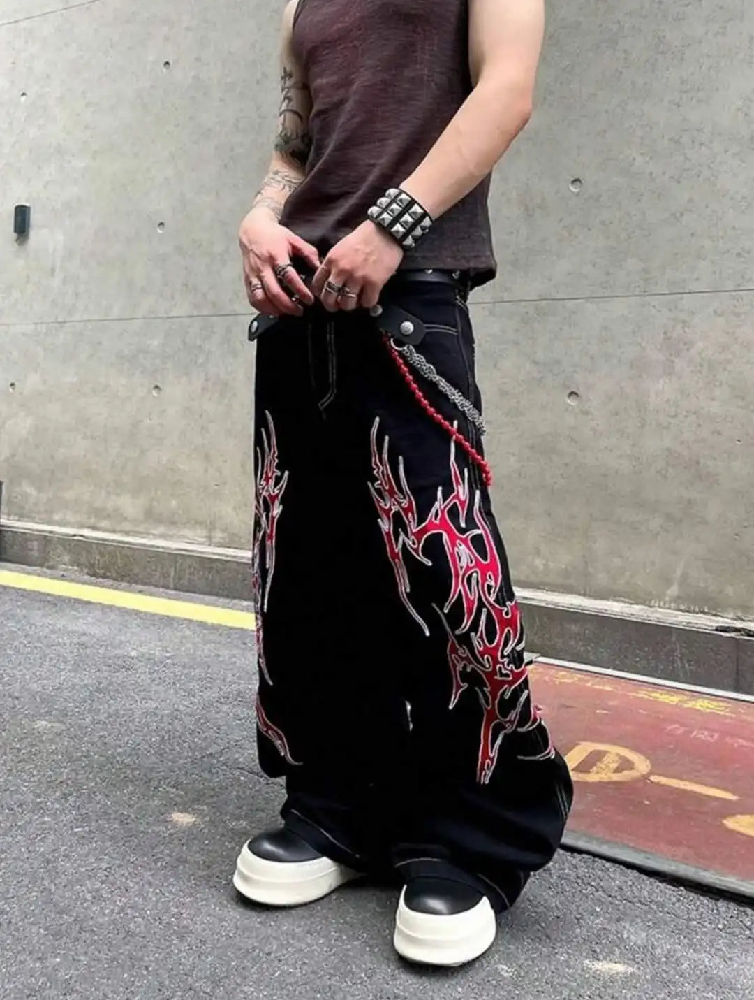 Harajuku Printing Denim Pants Main image