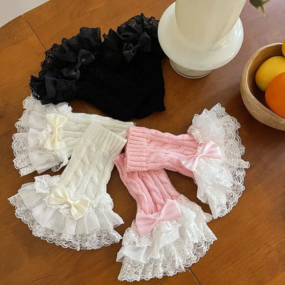 Gothic Lace Bowknot Winter Glove