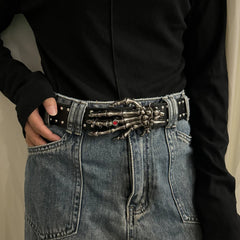 Unisex Gothic Skull Rivet Belt