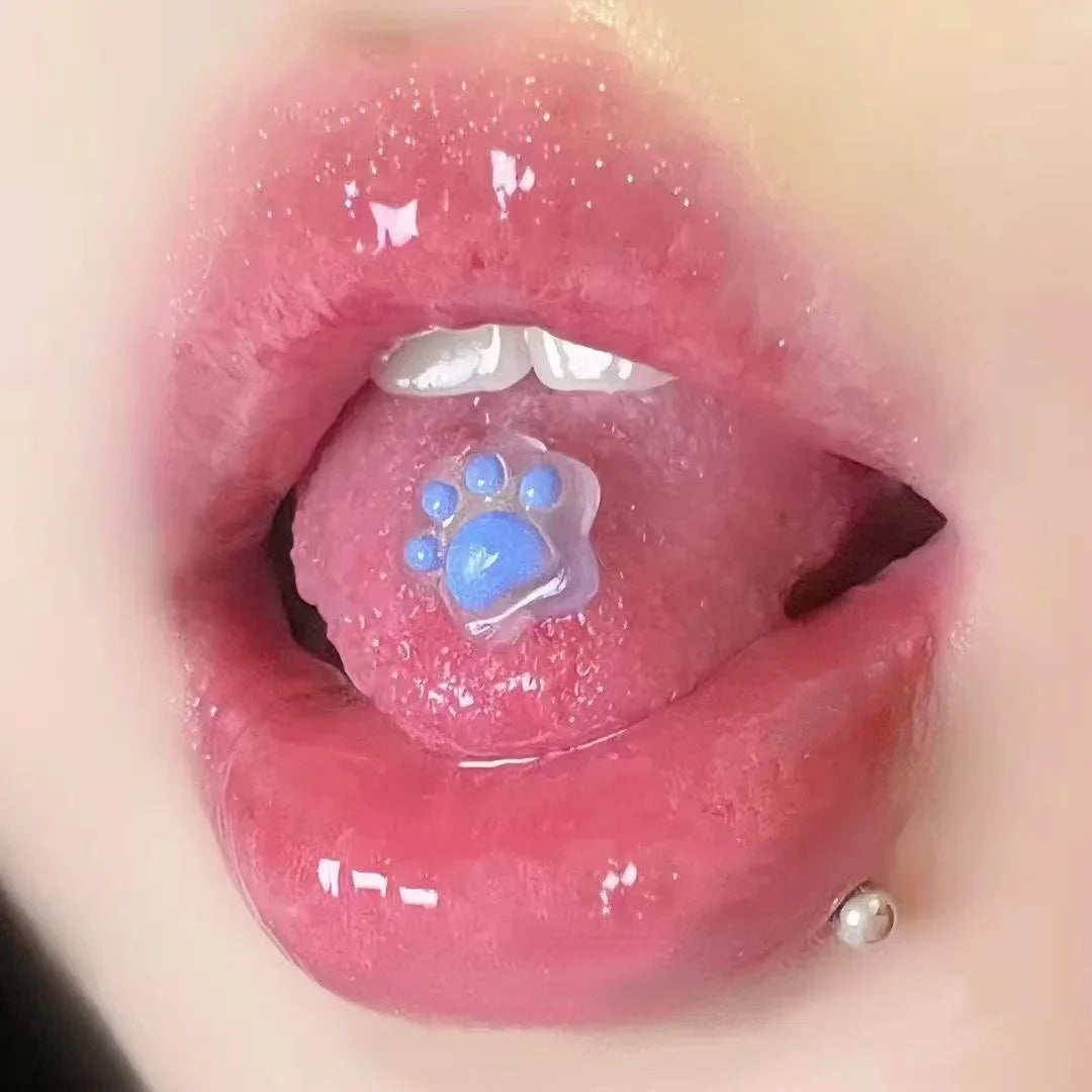 Color Changing Dog Paw Bear Paw Tongue Ring