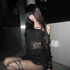 Distressed Gothic Mesh Top