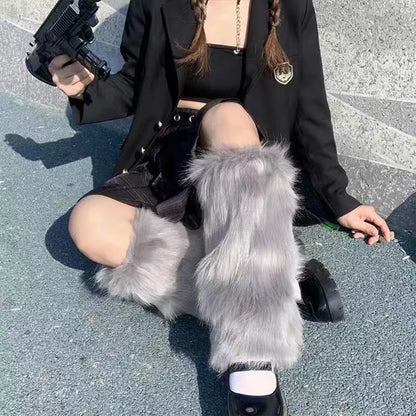 Gothic Furry Boot Cover Leg Sock
