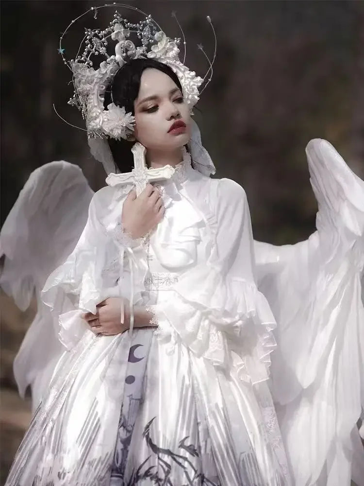 Gothic Ruffle Batwing Sleeve Blouse