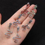 Snake Crystal Flower Gothic Belly Ring