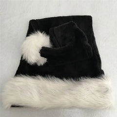Black Long Plush Holiday Santa Hat