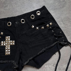 Rivet Detail Western Denim Shorts