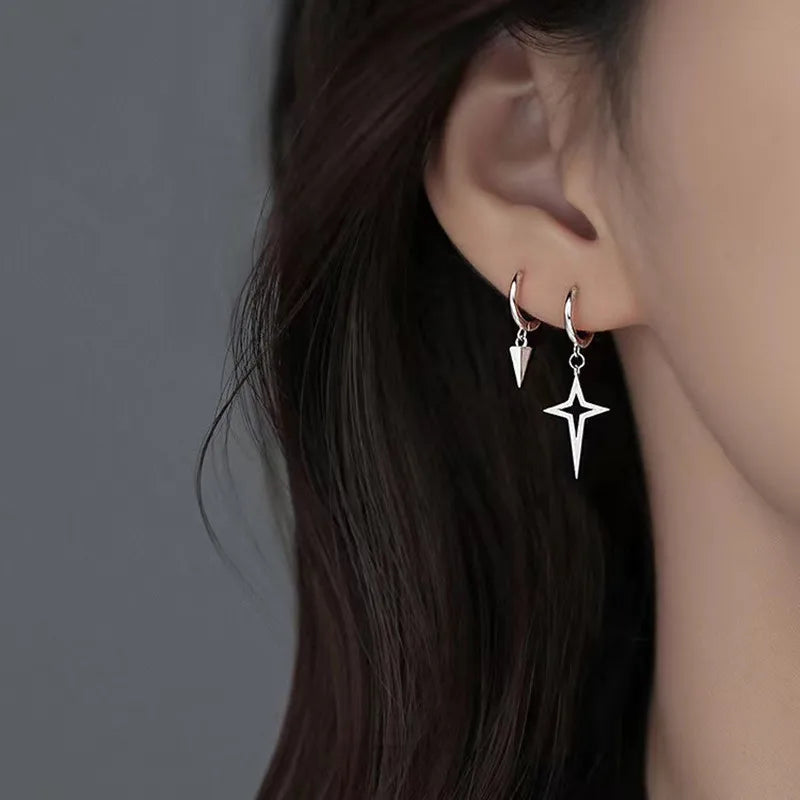 Korean Fashion Cross Asymmetric Drop Earring Main image