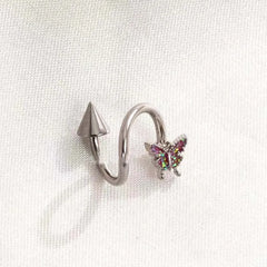 Butterfly S-Shaped Spike Lip Stud