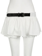 Basic Solid Patchwork A-line Skirt