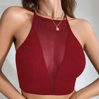 Hollow Out Mesh Corset Off Shoulder Crop Top