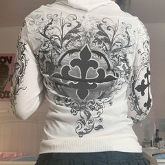 Gothic Rhinestone Zip Hoodie