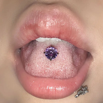 1.6mm Sweet Big Zircon Four Claw Tongue Ring