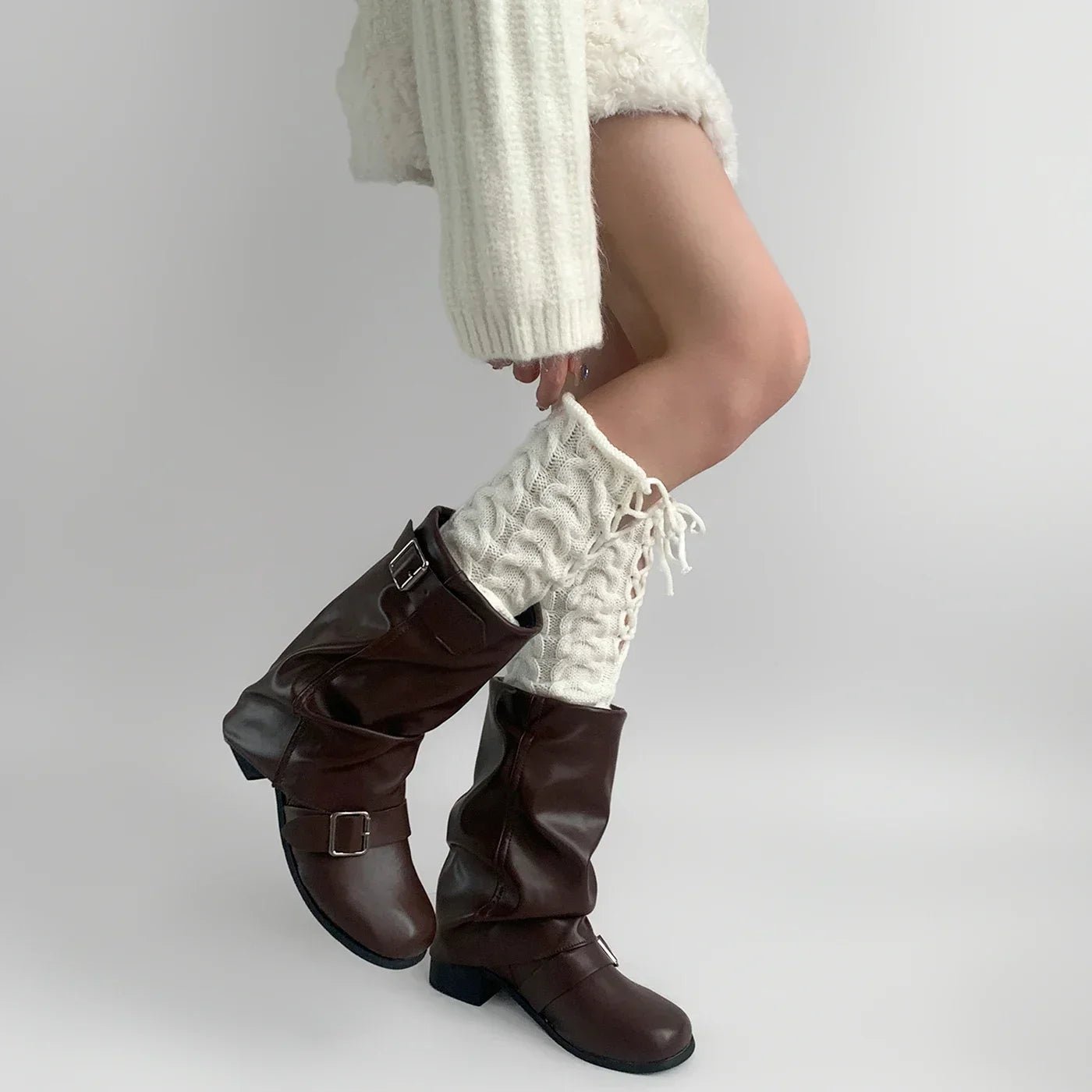 Gothic Knitted Strappy Warm Sock