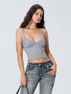 Tulle Patchwork Slim Fit Crop Top