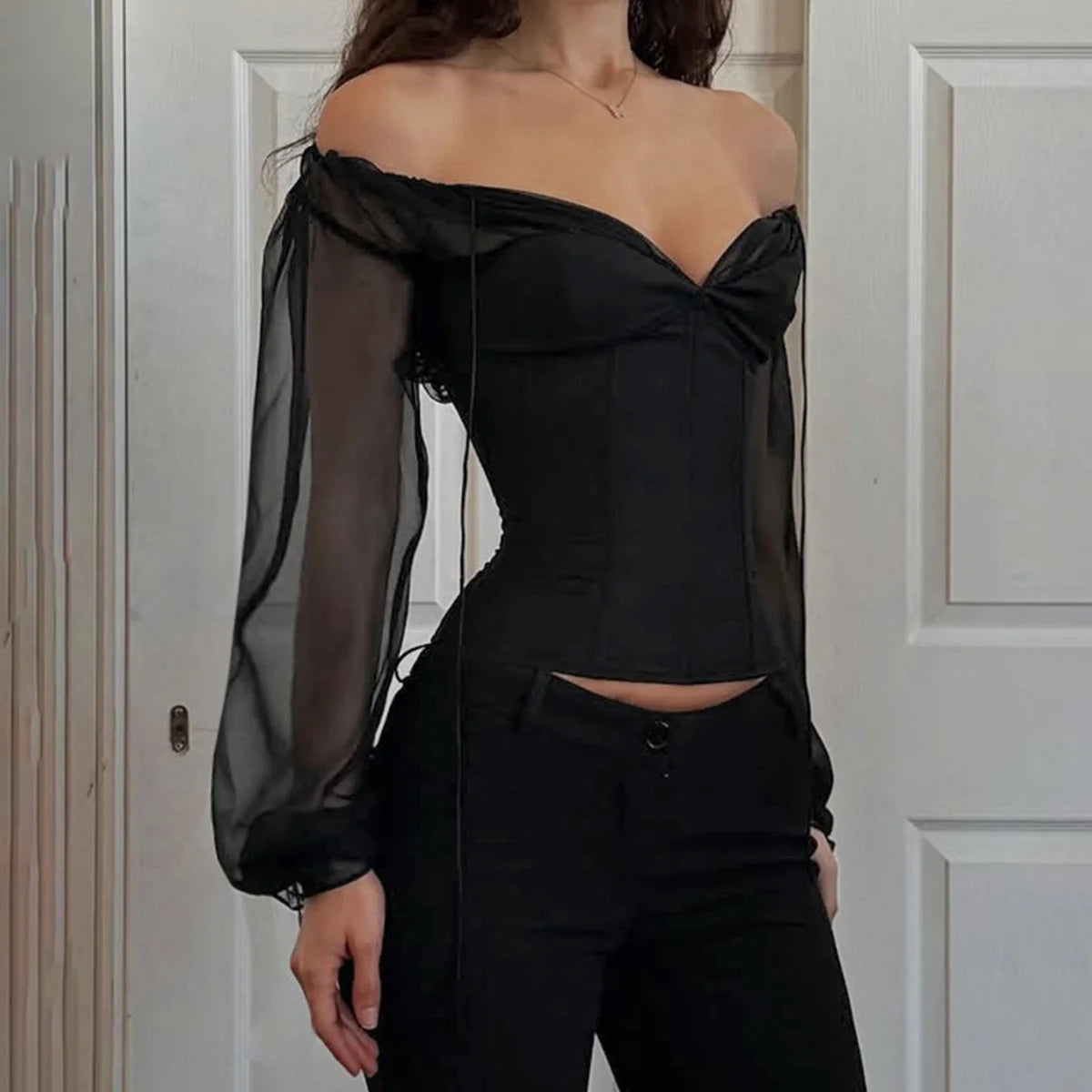 Flowy Sleeve Chiffon Corset Secondary image