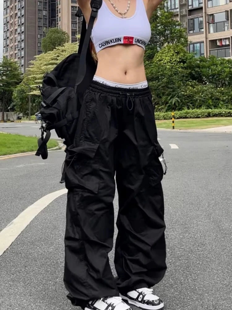 Y2K Gothic Parachute Black Pant Main image
