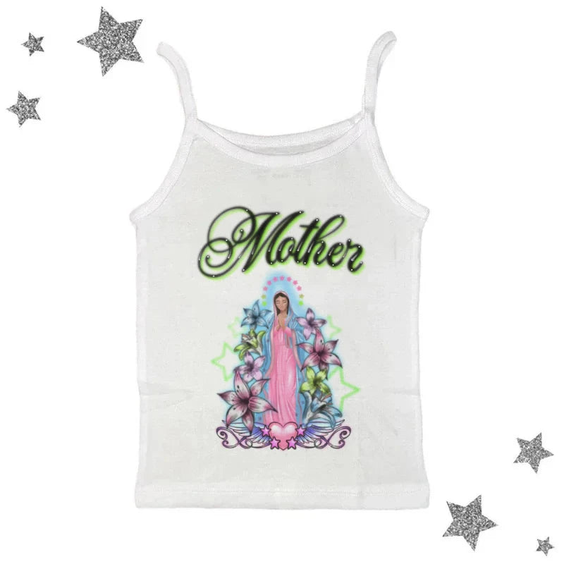 Gothic Letter Print Crop Cotton T-shirt