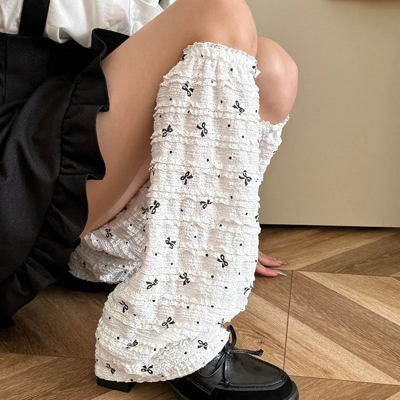 Gothic Pleated Bow Ballet Sock