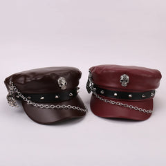 Leather Skull Claw Chain Hat