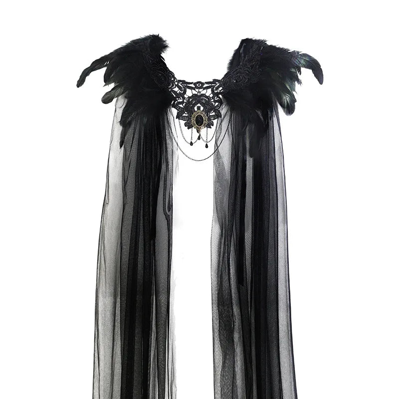 Feather Trimmed Tulle Cloak Secondary image