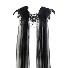 Feather Trimmed Tulle Cloak