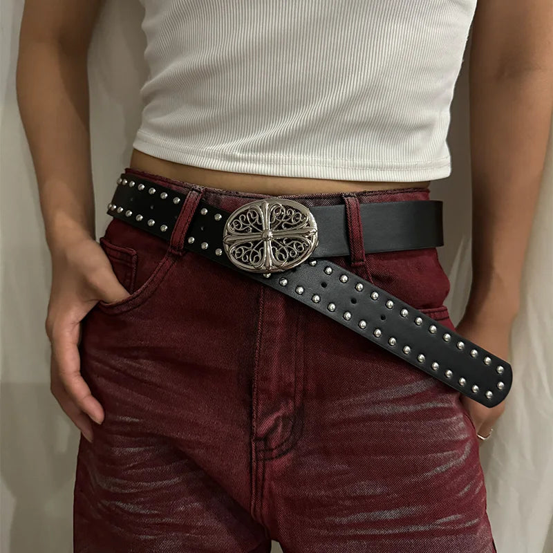Unisex Gothic Cross Rivet Belt Main image