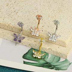 Butterfly CZ Glitter Gothic Belly Ring