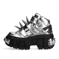 Silvery Gothic Lace-Up Platform Sneaker